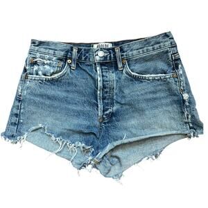 AGOLDE Parker High Rise Denim Shorts Women’s 26 Blue Cutoff Raw Hem